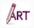Art word with pencil in letter A, artist and designer concept, vector conceptual creative logo
