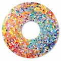 Bold Chromaticity: Colorful Mosaic Circle On White Surface