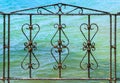 Art work old iron, gate, frame, decorative wrought fence retro decor architecture, element, ornament