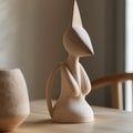 Art work of a unique figure statue is sitting on a table generative AI