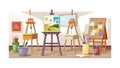 Art Workshop Essentials: Easels, Canvases, and Creativity Tools, vector design Generative AI Royalty Free Stock Photo