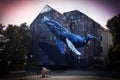 Art in Zagreb Upper Town - The Giant Blue Whale Mural