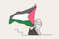 Color illustration of a woman defending Palestine