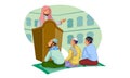 An Islamic religious leader gives a lecturer after Tarawih pray Royalty Free Stock Photo