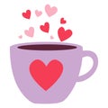 2d illustration of Steaming Love Cup with Hearts Royalty Free Stock Photo