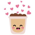 2D Illustration of Cute Takeaway Coffee Cup with Floating Hearts Royalty Free Stock Photo