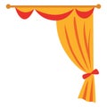 2d illustration of elegant yellow curtain with red tie and valance Royalty Free Stock Photo