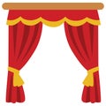 2D illustration of red and yellow valance curtain for decorative stage Royalty Free Stock Photo