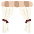 2D illustration of beige double curtain with soft valance Royalty Free Stock Photo