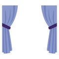 2D illustration of single light blue curtain with tie Royalty Free Stock Photo