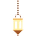 2d illustration hanging yellow lantern flat design Royalty Free Stock Photo