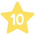 2d illustration yellow star number 10 Royalty Free Stock Photo