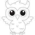2d illustration tracing owl with dotted wings and big eyes Royalty Free Stock Photo