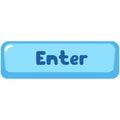 2d illustration blue Enter keyboard button horizontal icon Royalty Free Stock Photo