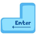 2d illustration blue Enter keyboard button L shape icon Royalty Free Stock Photo