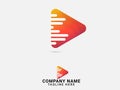 Music play logo. Song. Play. Headphone. Colorful Music bottom vector. Finance. Modern. Colorful. Creative. Arrow. Play music logo Royalty Free Stock Photo