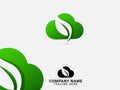 Green cloud logo design. Natural cloud vector. Eco. Leaf. Natural design. Cloud logo. Modern template. Colorful leaf. Travel. Icon Royalty Free Stock Photo