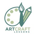 Artcraft logo emblem with pencil and brush with palette