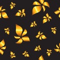 Golden abstract flowers over black. Royalty Free Stock Photo