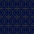 Artdeco Blue Gold Circles Seamless Pattern