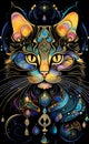 Artdeco cat styleized portrait- AI generated art