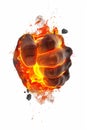 A human fire fist raised in victory Arte com IA