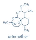 Artemether malaria drug molecule. Active against schizonts of Plasmodium falciparum and vivax. Methyl ether derivative of. Royalty Free Stock Photo