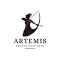 Artemis Goddess logo icon illustration vector, archer logo Royalty Free Stock Photo