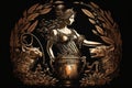 Artemis Greek Mythology God Black Gold Vase by Generative AI
