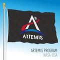 Artemis Program flag, moon space research,