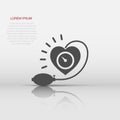 Arterial blood pressure icon in flat style. Heartbeat monitor vector illustration on isolated background. Pulse diagnosis sign Royalty Free Stock Photo