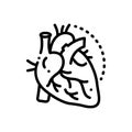 Black line icon for Arteries, veins and heart