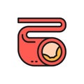 Artery with cholesterol buildup, atherosclerosis flat color line icon. Royalty Free Stock Photo