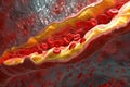 Artery clog: atherosclerosis - the cholesterol buildup in arteries, its risks, and strategies for prevention and Royalty Free Stock Photo