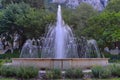 Artesian fountain in the Central Park in front of the old Casino from Baile Herculane, Romania. Royalty Free Stock Photo