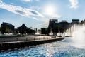 The artesian fountains in the Union Square, downtown