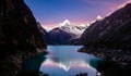 Artesonraju mountain reflected on lake paron