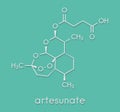 Artesunate malaria drug molecule. Skeletal formula.