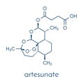 Artesunate malaria drug molecule. Skeletal formula.