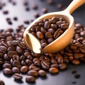 Artful Arrangement of Coffee Beans and Cup with Copy Space