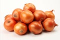 Artful arrangement of fresh onions on clean white backdrop for captivating ads and packaging designs