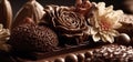 Artful chocolate arrangement, Tempting composition with room for your message.