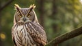 An Artful Depiction Of An Enchantingly Mesmerizing Owl Perched On A Branch AI Generative