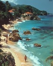 Artful Depiction of Trinidad and Tobago Beach Scene: Vibrant Colors and Caribbean Culture