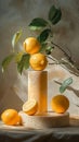 Artful Display of Lemons and Shadows on Textured Surface