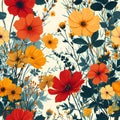 artful organic pattern that celebrates the vibrant energy of a field of wildflowers swaying in the breeze. AI Generated