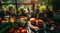 Artfully arranged burgers, Clean grill and surrounding