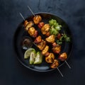 Artfully crafted gourmet shish kebab ready to be served