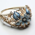 Artgerm Inspired Blue Flower And Gold Bracelet