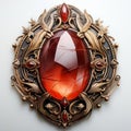 Artgerm-inspired Jewelry Design With Ornamental Red Stone